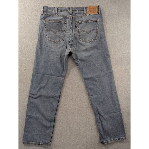 Levis 505 Jeans Mens Size 38x32 Blue Comfort Classic Straight Whiskers Stretch - Picture 7 of 14